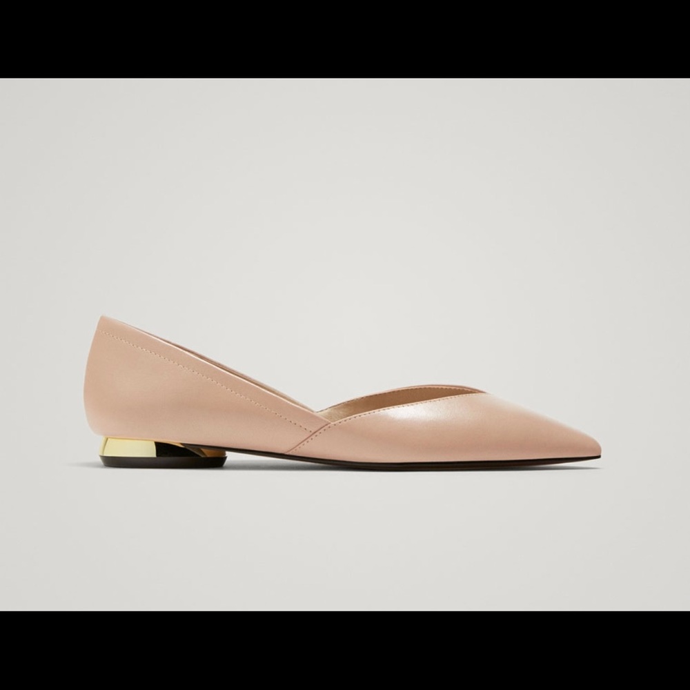 Massimo Dutti nude nappa leather ballerinas
